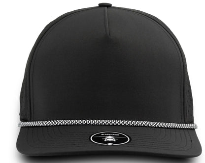 ZAPPED HEADWEAR - 5 Panel Medium Profile Snapback - BLACKHAWK R+ (With Rope)