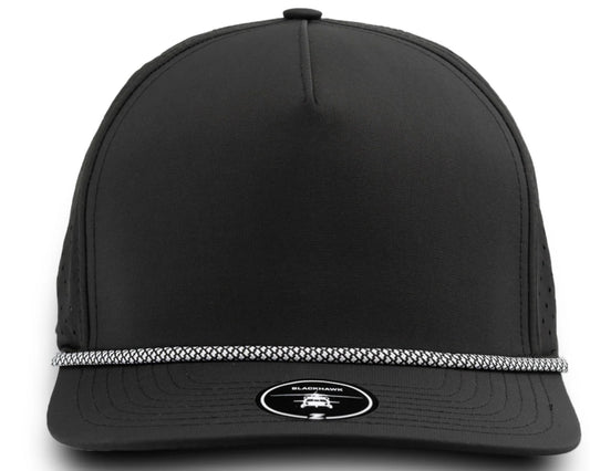 ZAPPED HEADWEAR - 5 Panel Medium Profile Snapback - BLACKHAWK R+ (With Rope)