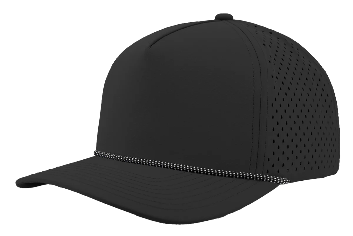 ZAPPED HEADWEAR - 5 Panel Medium Profile Snapback - BLACKHAWK R+ (With Rope)