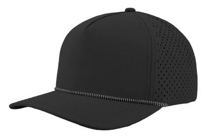 ZAPPED HEADWEAR - 5 Panel Medium Profile Snapback - BLACKHAWK R+ (With Rope)