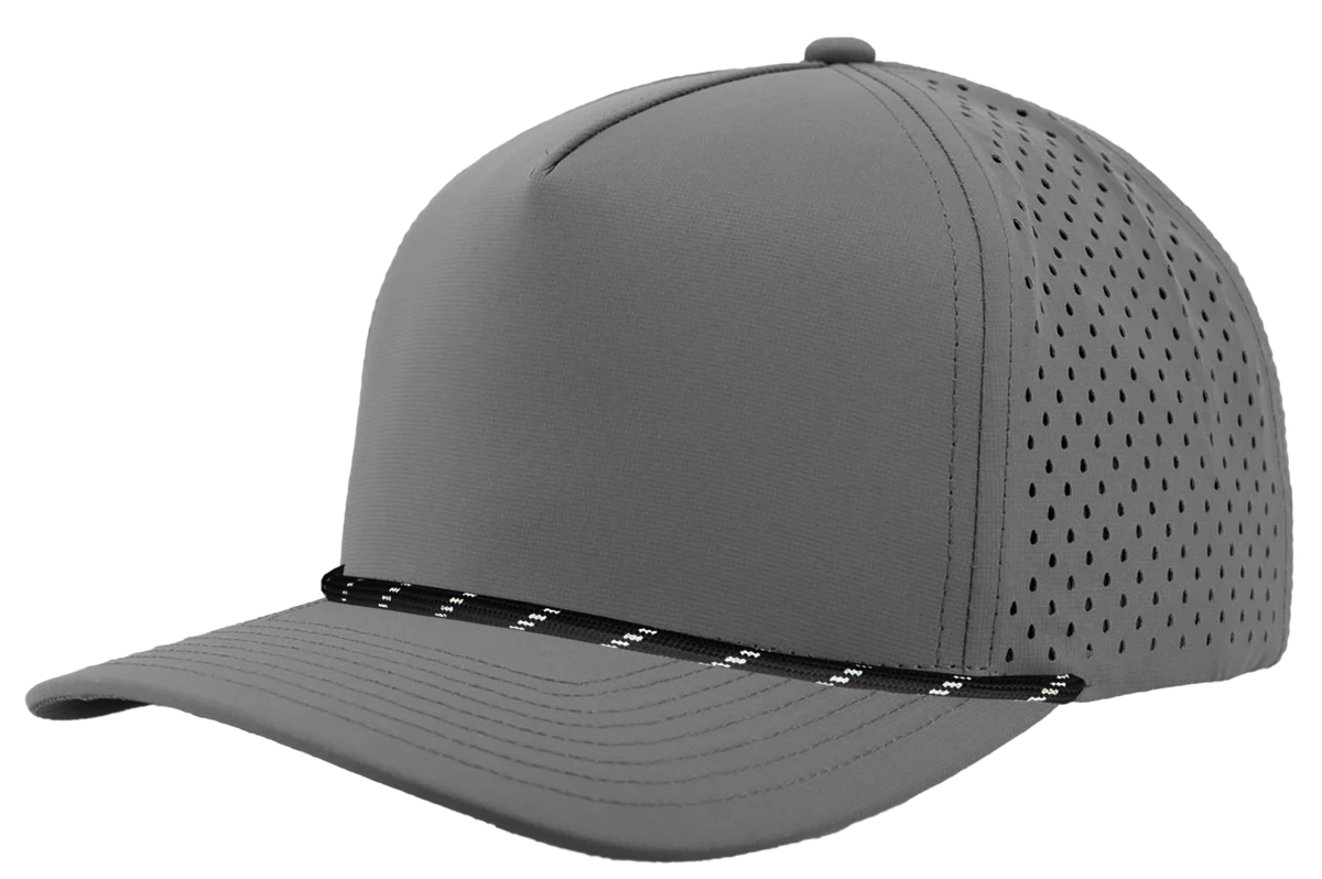 ZAPPED HEADWEAR - 5 Panel Medium Profile Snapback - BLACKHAWK R+ (With Rope)