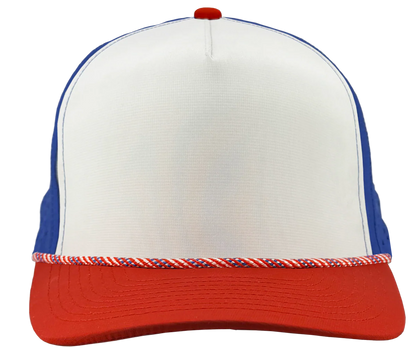 ZAPPED HEADWEAR - 5 Panel Medium Profile Snapback - BLACKHAWK R+ (With Rope)