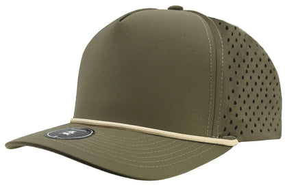 ZAPPED HEADWEAR - 5 Panel Medium Profile Snapback - BLACKHAWK R+ (With Rope)