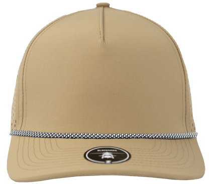 ZAPPED HEADWEAR - 5 Panel Medium Profile Snapback - BLACKHAWK R+ (With Rope)