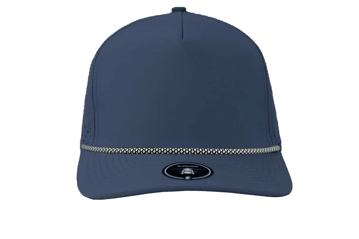ZAPPED HEADWEAR - 5 Panel Medium Profile Snapback - BLACKHAWK R+ (With Rope)